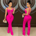X5215    pure colorsexy women's suspenders chest zipper vest pants two-piece set