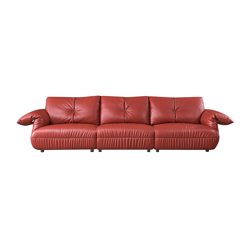 Foshan furniture longjiang casual straight row sofa first layer cowhide art sofa living room accessible luxuryclassy genuine leather sofa