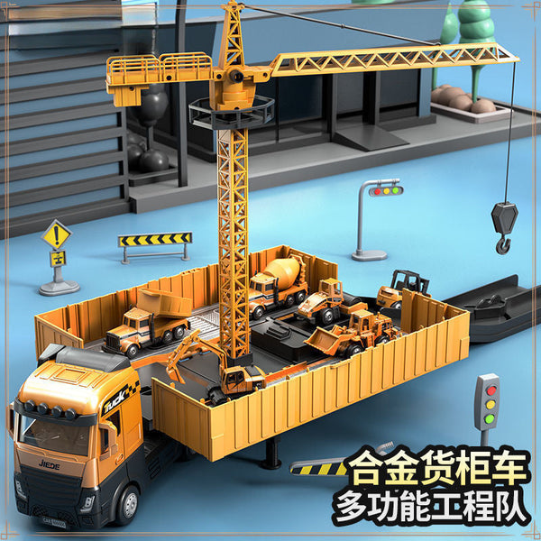 Alloy construction vehicle toy set Fire truck toy excavator Crane toy car Excavator Children's toy car