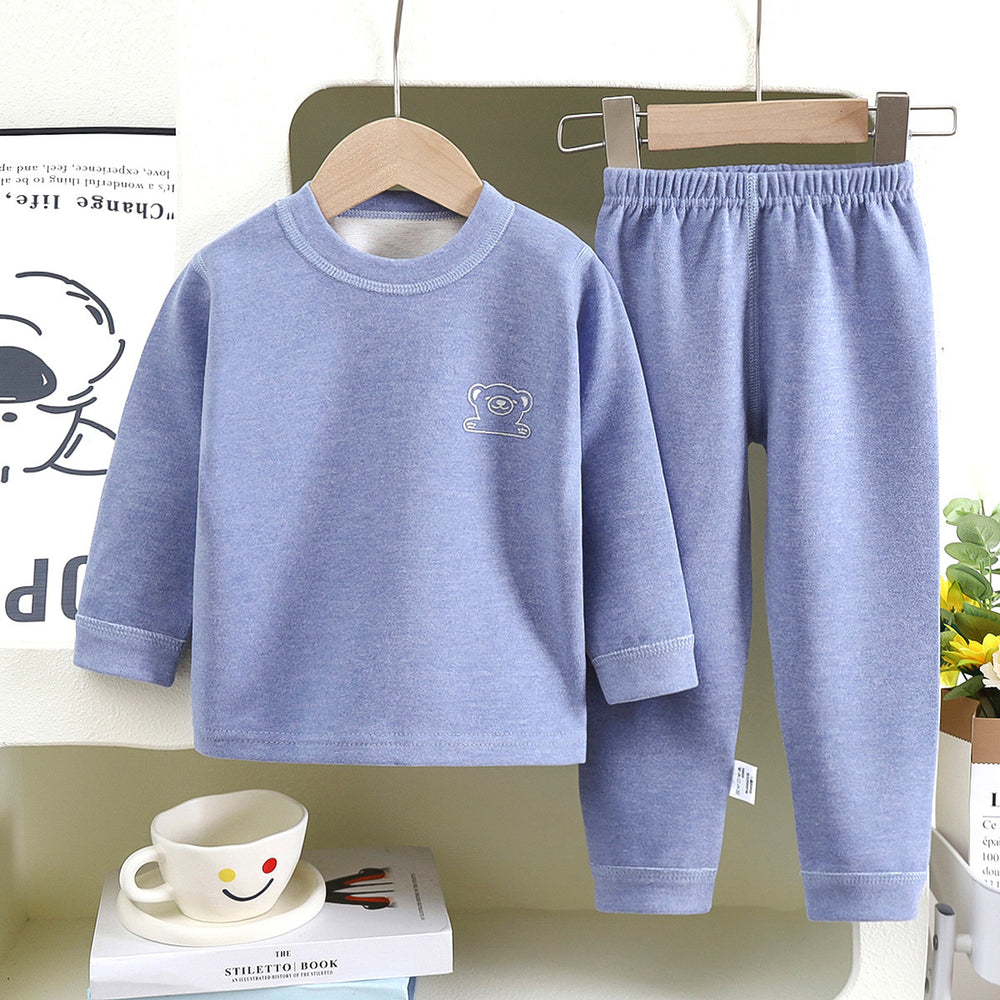 Kidsheattechintimates boys wool silk boneless autumn clothes long johns winter plaid baby wear home clothes suit