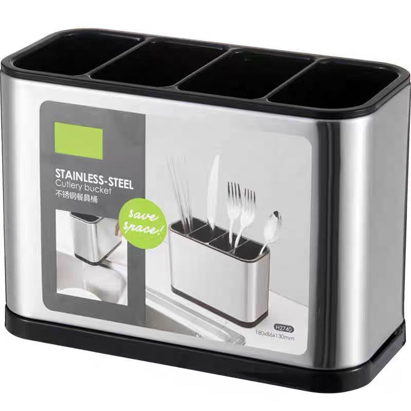 Cross-border new kitchen household stainless steel chopsticks tableware multi-functional integrated drain storage box spoon chopstick cage