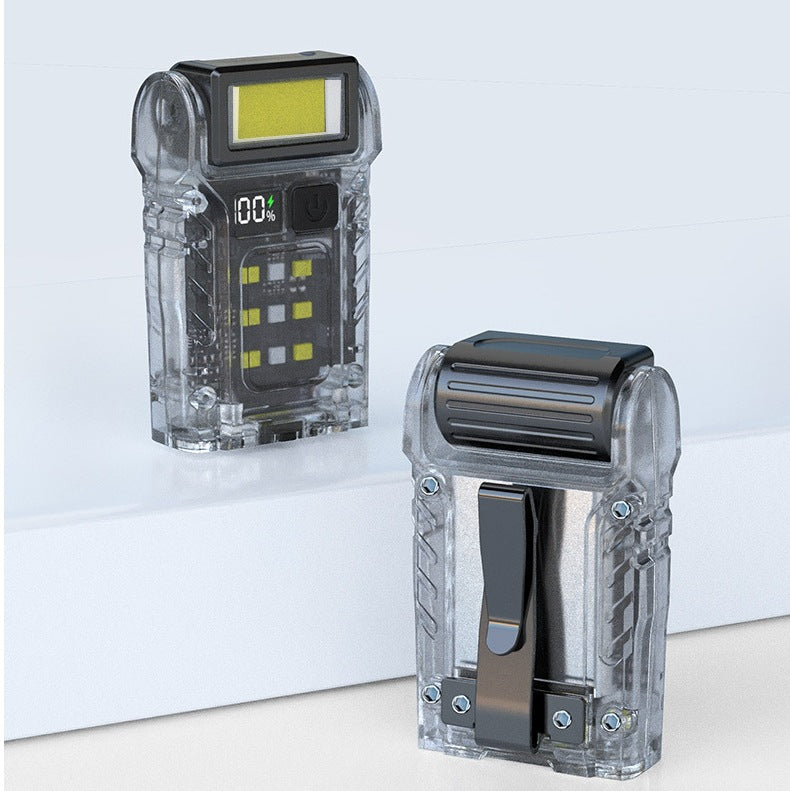 LED flashlight bright light long battery life charging portable clip hat light outdoor multi-function emergency cob work light