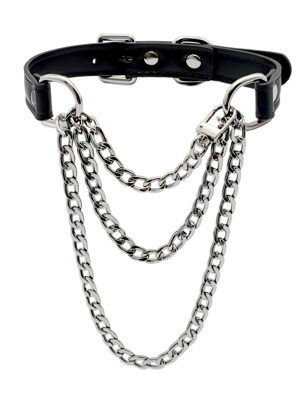 European and american new lariat heart necklace o-ring sliding chain necklace hip hop punk rock stainless steel pendant
