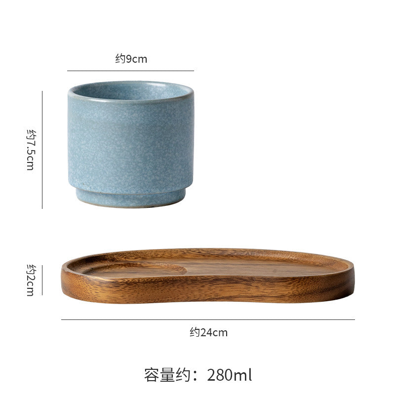 Japanese retro rustic pottery coffee cup afternoon tea latte high-end ceramic kiln-change cup latte art cup drawstring cup water cup