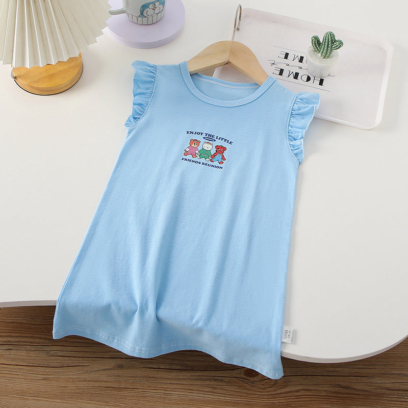 girls' summer dress: new stylish children's clothing, kids' short-sleeve skirt, summer long t-shirt dress, dropshipping available