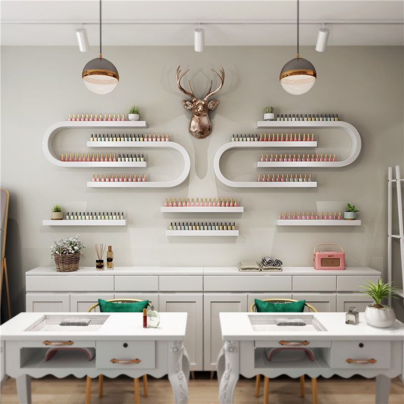 Nail salon iron u-shaped wall-mounted display rack for nail polish and nail art supplies - wall-mounted storage shelf
