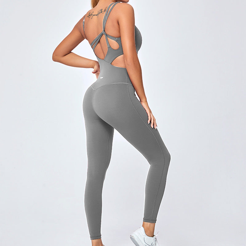 Upgraded sleeveless bodysuit gym outfit - free strap, slimming, butt-lifting, barely-there feel, sports bodysuit yoga suit for women