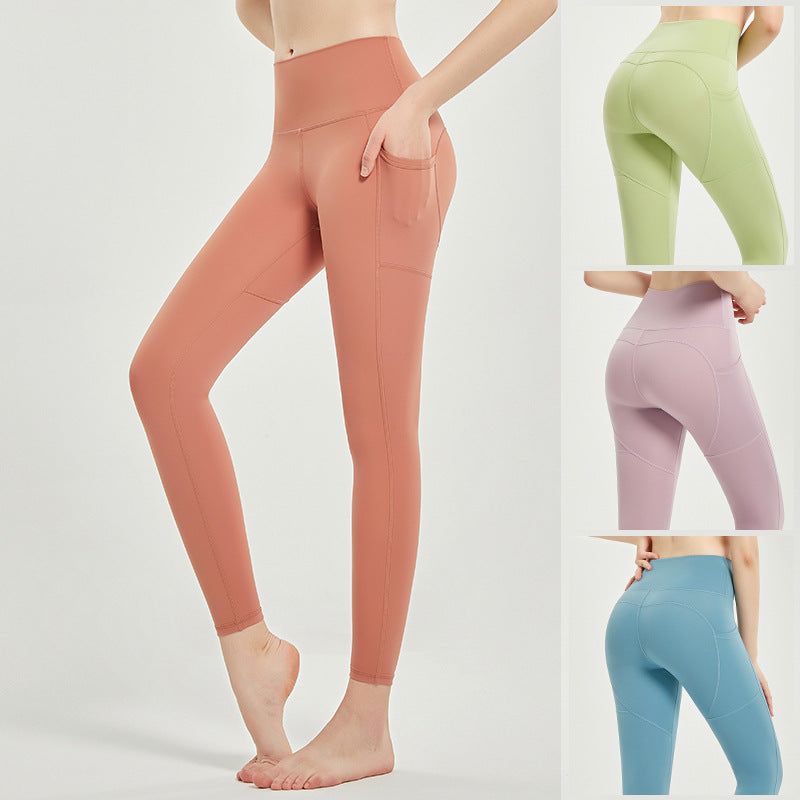 New lulu yoga pants for women - naked feel, peach lift, workout leggings with double side pockets, perfect for running and cycling