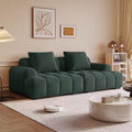 French cream style puff sofa living room modern casual fabric straight row two and three seater small apartment sofa