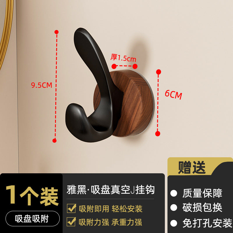 No-drill solid wood coat hook - entryway, doorway, behind-the-door hook - damage-free adhesive, heavy-duty weight capacity, coat & hat hook, key hook