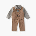 Kids' vest set - spring fashionable wedding outfit, baby birthday & first birthday dress, boys' british gentleman performance costume