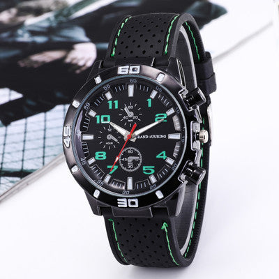 28029 new wish export sports silicone fashion racing business quartz men's watch wholesale