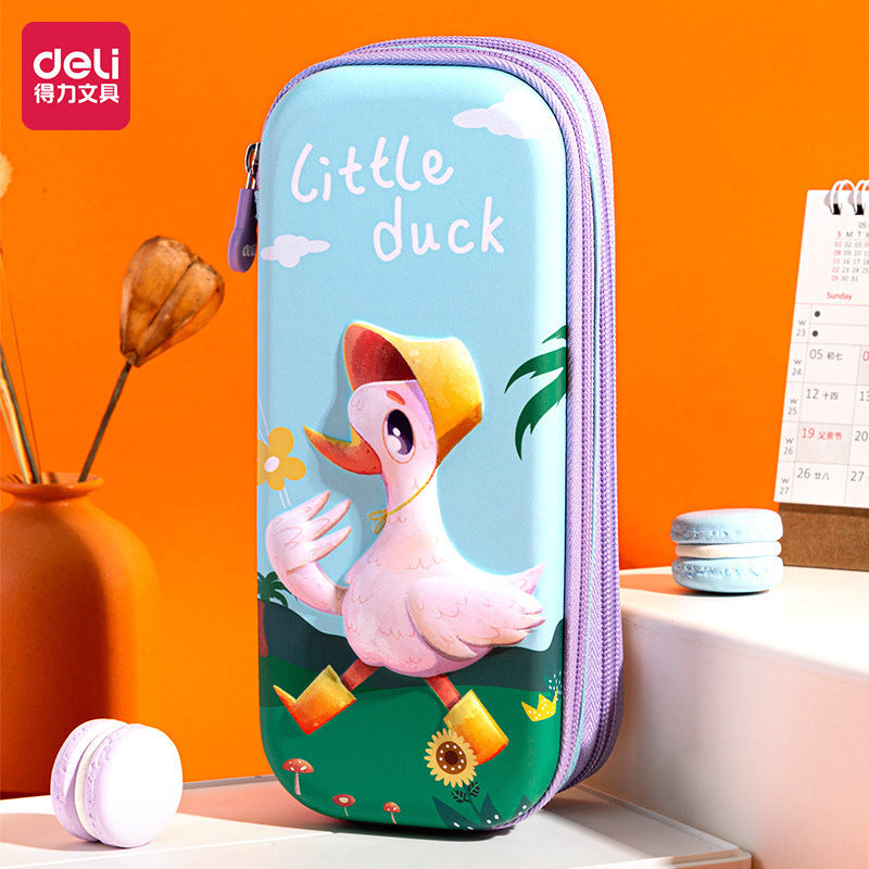 Deli Stationery Children's Student Pencil Bag Stationery Box Student Storage Bag Stationery Bag Large Capacity Cartoon Pencil Case