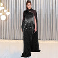 C7397 cross-border   fashion women's elegant bodycon sexy mesh rhinestone dress
