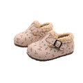 Vancahao  winter new children's fleece-lined thickened cotton shoes, baby soft sole birkenstock-style shoes, korean style first walker shoes