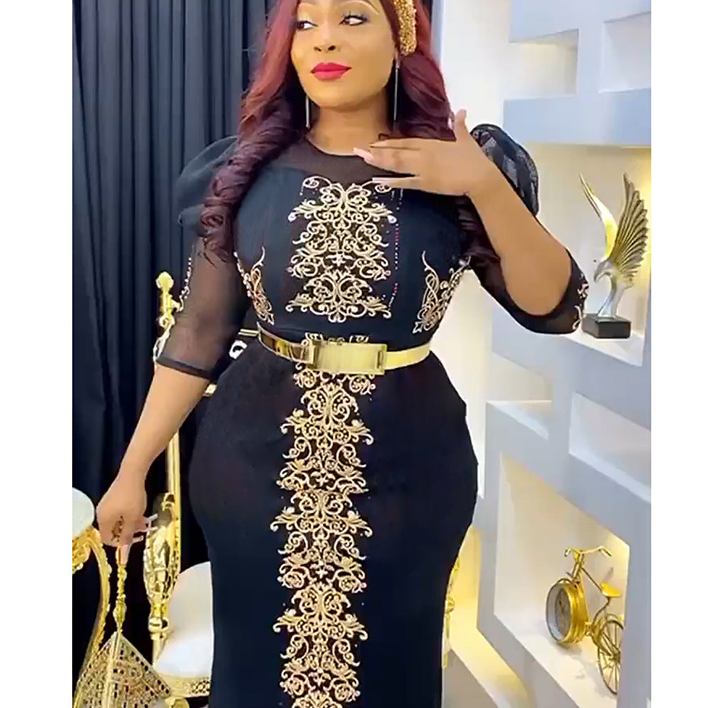 European and american clothing african     christmas hot-selling rhinestone party dress