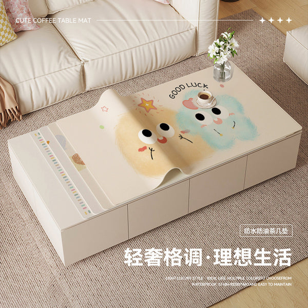 Environmentally friendly cartoon tablecloth waterproof and oil-proof coffee table mat silicone leave-in anti-ironing tablecloth living room protection dining table mat
