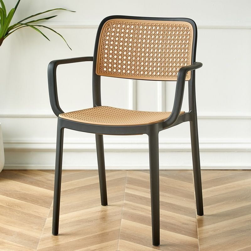 Scandinavian rattan plastic dining chair modern casualfor home backrest chair popularins style restaurant coffee table chair stool