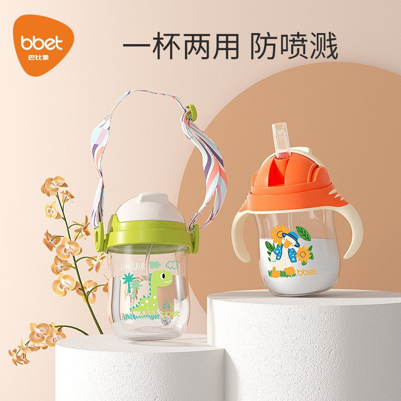 Big kids' tritan sippy cup - durable, drop-resistant bottle for ages 1-3+ - wide-neck straw cup for children