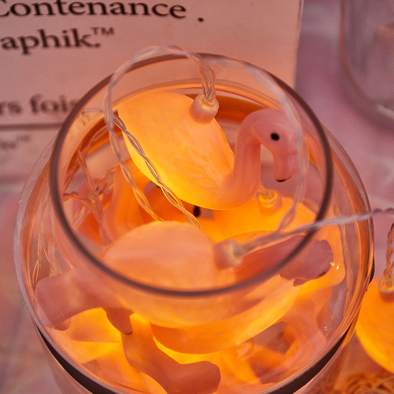 ins new led pink flamingo light string romantic wedding decoration lights christmas lights holiday lights flashing lights