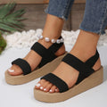 Summer imitation straw travel women's high-heeled sandals outwear hemp bottom one-strap beach fashion trendy wedge sandals plus size