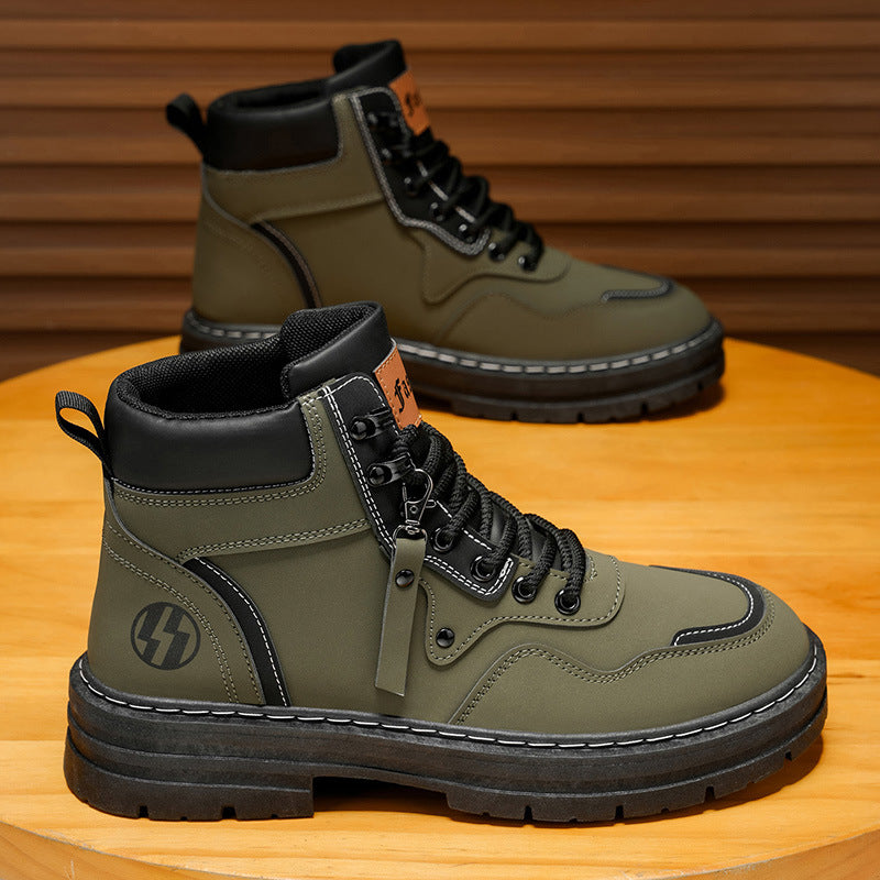Boots men's spring 2025new arrivalabrasion resistant men's shoes workwear boots men's british style casual shoes rhubarb boots trendy shoes