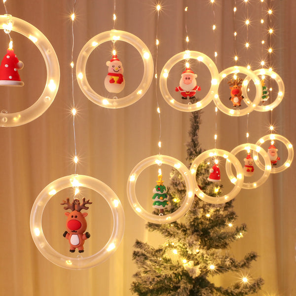 Cross-border new product Christmas decoration LED light string ring leather line curtain light Christmas tree pendant USB ambient lights
