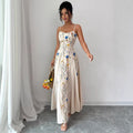 new european and american style floral halter neck maxi dress for women - spring collection