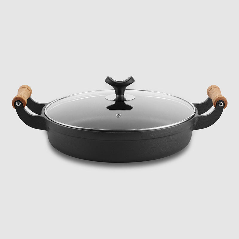 Cast iron pan Thickened binaural pan Uncoated pancake pan Raw iron pan Non-stick pancake pan Frying pan