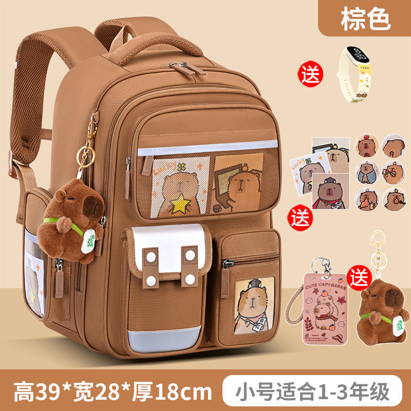 Capybara backpack - perfect for elementary school students (grades 1-6), boys and girls. spine-protecting, lightweight, and extra-sized