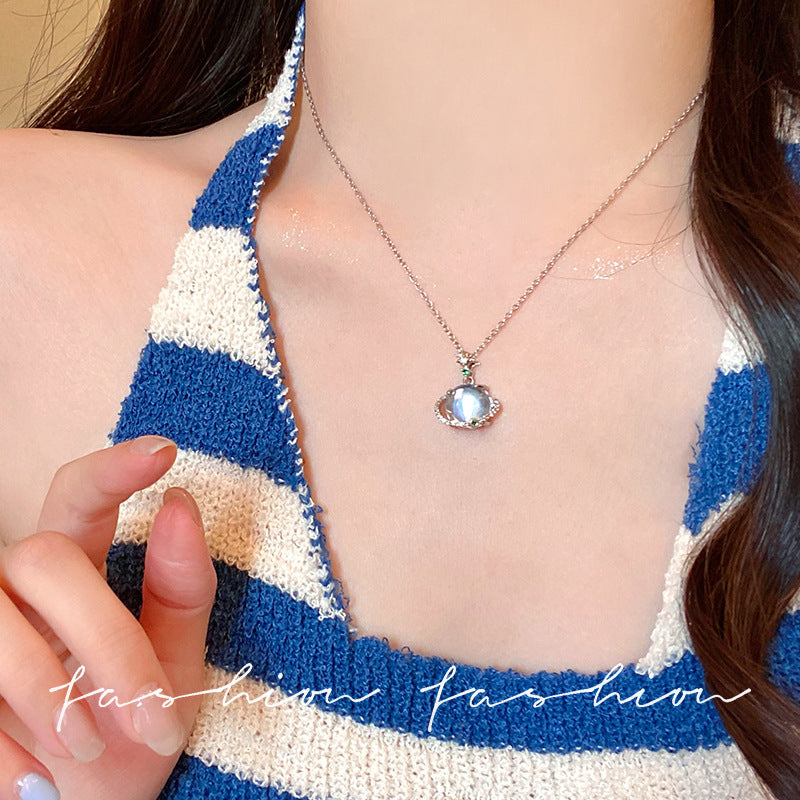 Exquisite planet pendant necklace - unique design, subtle luxury, choker style, high-end accessory, everyday versatile necklace