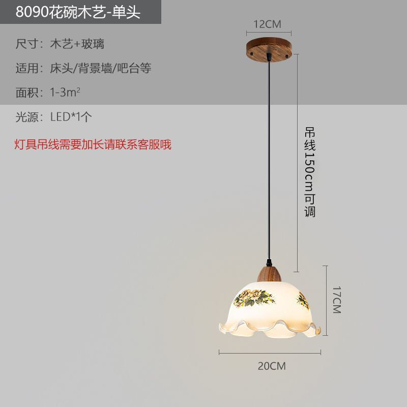 Medieval style lamps bedroom bedside small chandelier bedside table retro restaurant aisle new chinoiserie single head long hanging lamp