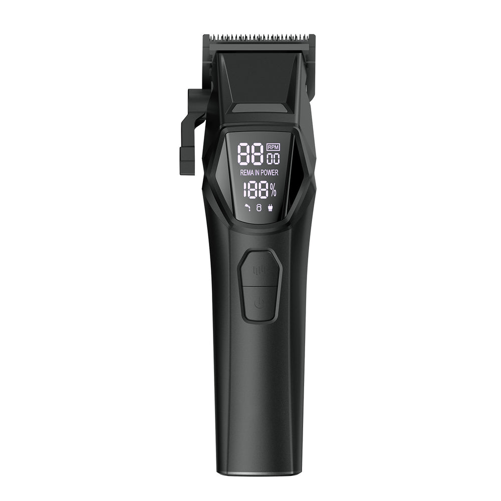 Professional hair clipper with adjustable blades, digital display, quick charge, hair cutting & trimming, salon-grade electric clipper