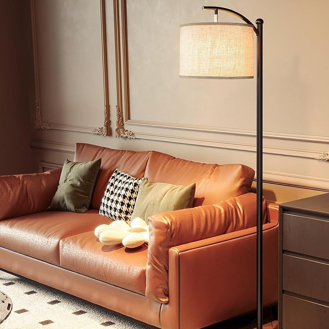 Cross-border hot-selling fabric floor lamp living room bedroom office standing lamp home lighting ambient lamp can be customized