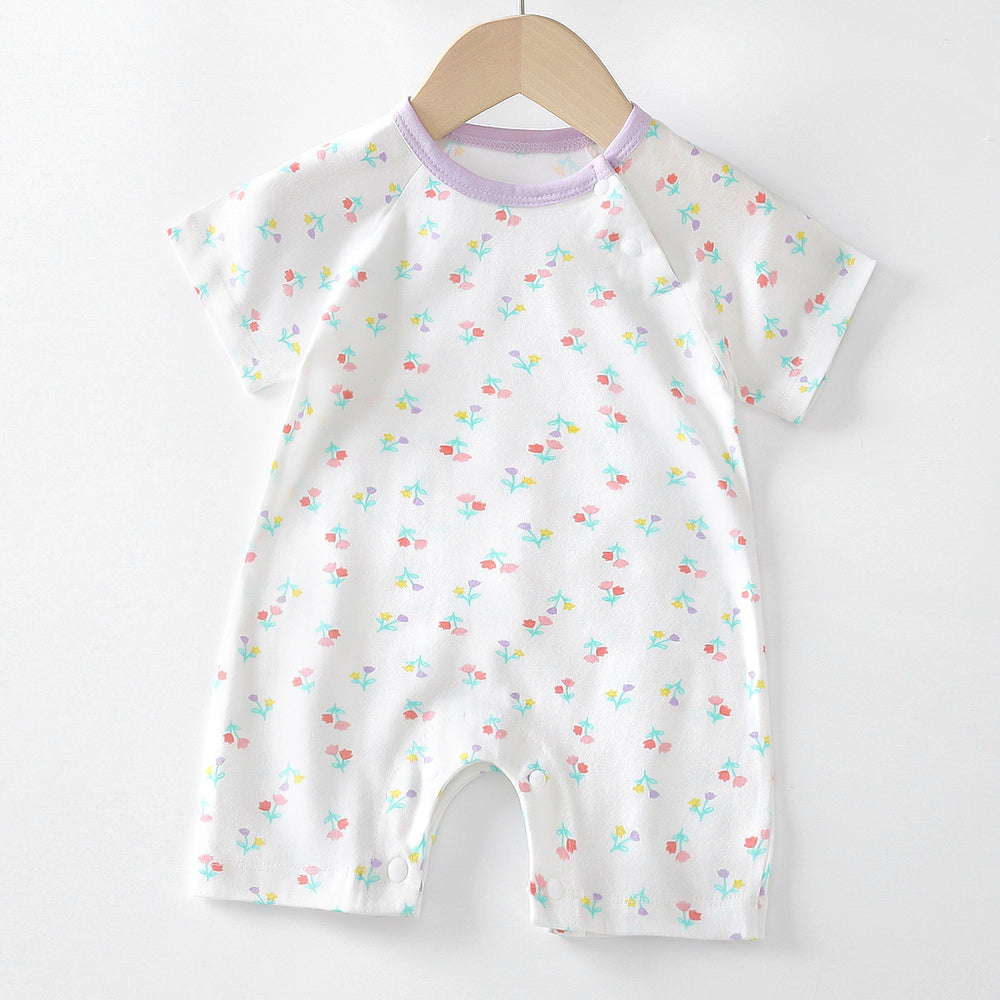 Baby clothes summer thin pure cotton air-conditioning clothes pajamas newborn baby short-sleeved onesie baby outing khaki crawling