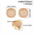 Wholesale retro ring sets, cross-border niche design geometric hollow jewelry, heavily crafted round bead metal stud earrings for women
