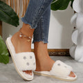 amazon ins one-word cotton slippers winter home plush slippers women's indoor and outdoor flower fur slippers wholesale