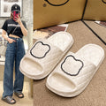 2024new arrival women's summer cartoon big bear home thick sole one-word casual beach slippers for women
