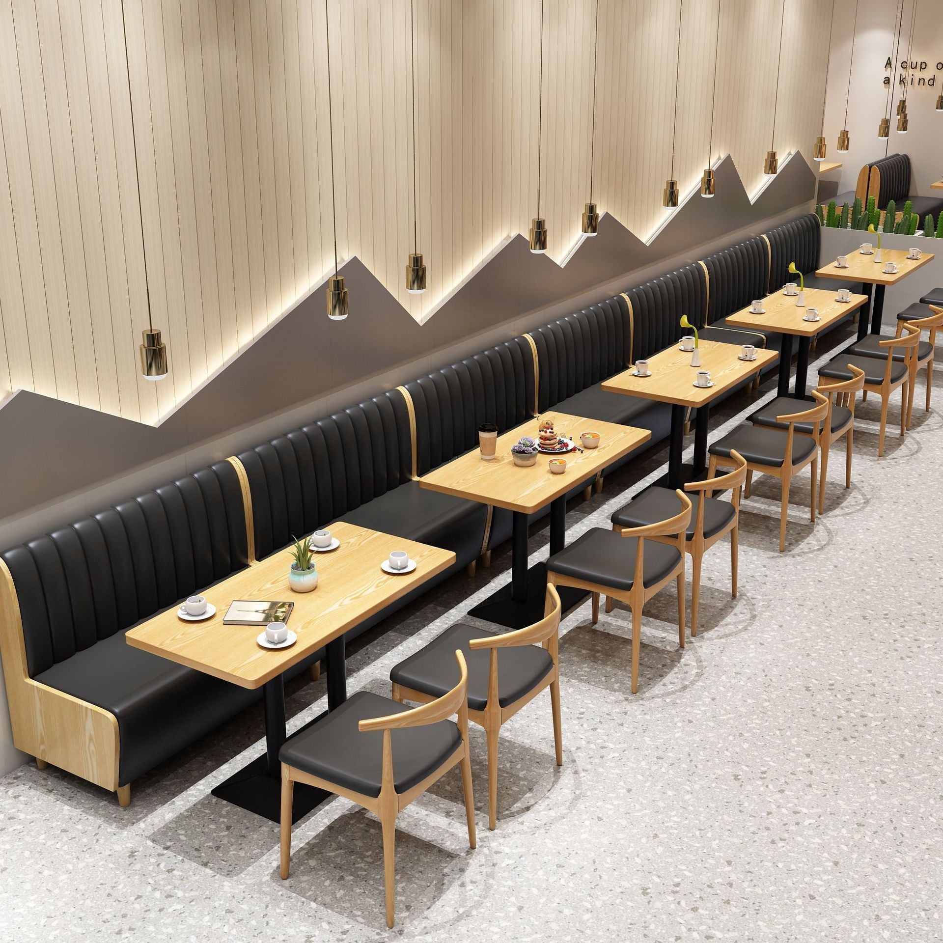 Customized restaurant booth sofa Commercial canteen table and chair combination Solid wood snack burger Milk tea shop Hotel table and chair