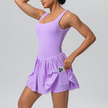 fashion nude fake two-piece sports dress fashion tape pocket bottom outdoor running fitness tennis skirt