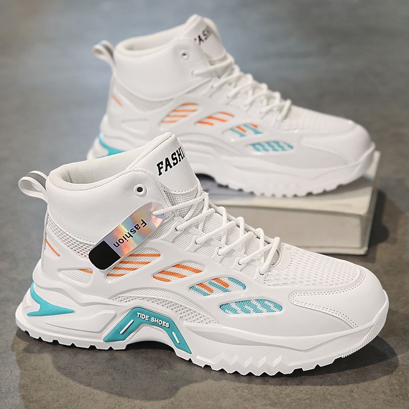 Men's winter 2025 new arrival: youth sports casual high-top sneakers - breathable mesh, height-boosting, dad shoes style, versatile trendy footwear