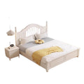 Nordic white cream solid wood bed - modern minimalist 1.8m double bed for master bedroom, 1.2m single bed with storage, wedding bed