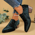 Export autumnew arrival pointed leopard print mid-heeled short boots large size elastic band thick heel cross-border chelsea boots for women