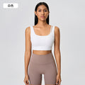 New shockproof, push-up, cutout back yoga bra - barely there, skin-friendly, semi-fixed cup sports bra for women - d25071