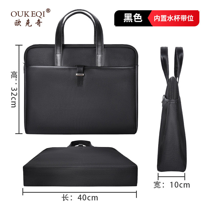 Large capacity zippered business briefcase - waterproof, stylish laptop bag, document organizer for meetings & conferences - custom logo available
