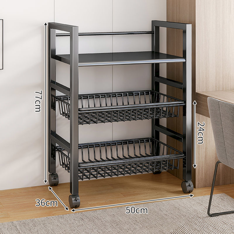 Kitchen shelf storage rack floor-standing multi-layer movable storage rack multi-functional punch-free storage rack thickened shelf