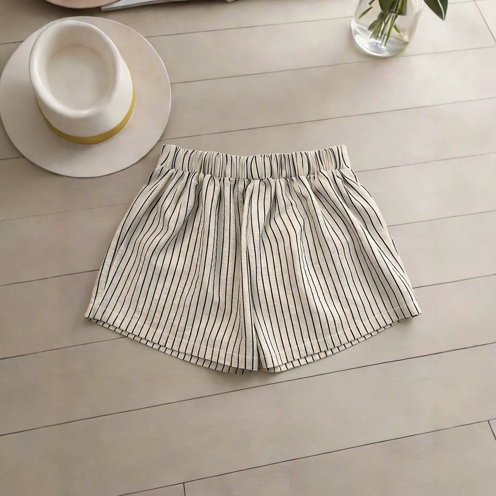 fashion  summer new striped sleeveless top + shorts set - commute & casual two-piece outfit