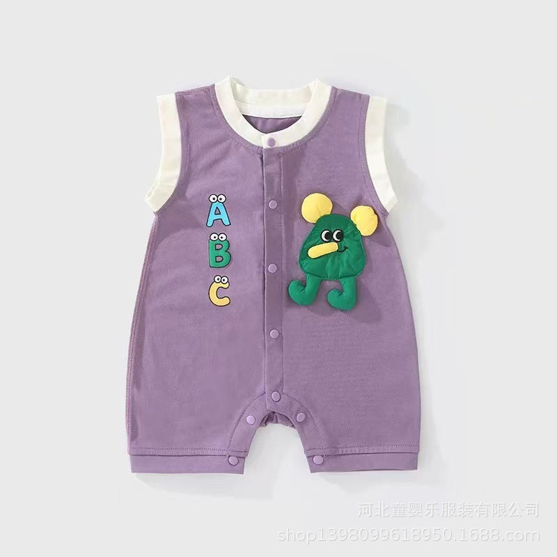Summer outfit for baby boys and girls: lightweight sleeveless romper - newborn bodysuit, wide shoulder tank top, perfect for crawling and outdoor wear