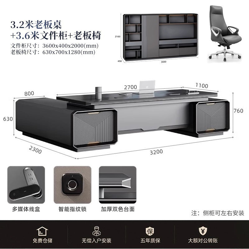 Chairperson Boss Table High-end President Italian Minimalist Large Desk Grey Leadership Paint General Manager Office Desk