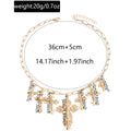 Wholesale diamond-studded cross necklace - european & american cross-border niche design accessories - women's hip-hop punk metal clavicle chain